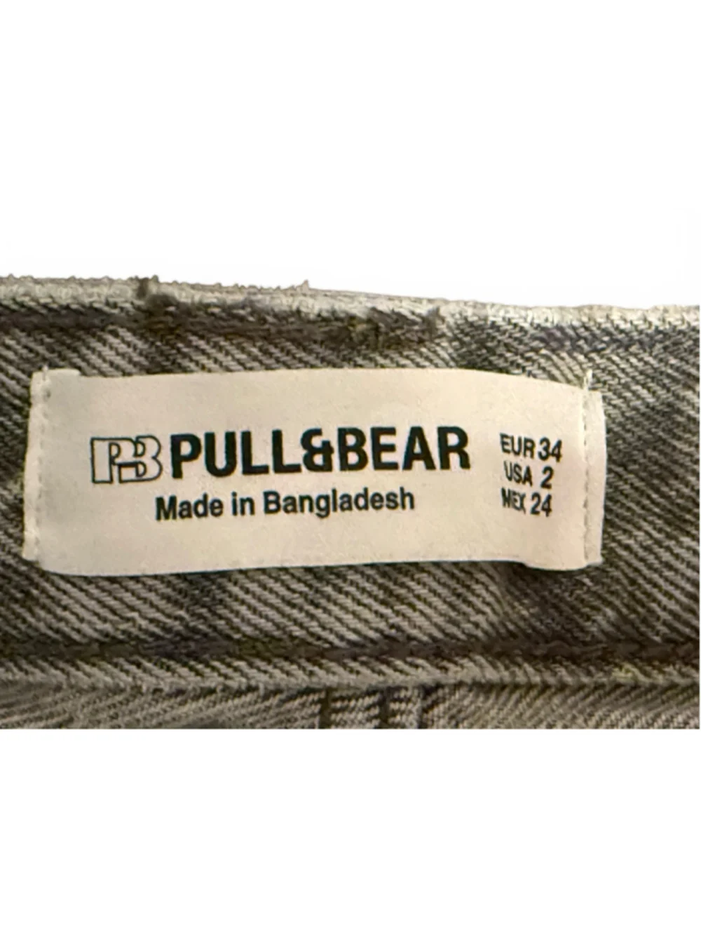 Pull & Bear Women's Acid Wash Gray Straight Leg Raw Hem High Rise Sz 2 - Picture 2 of 10